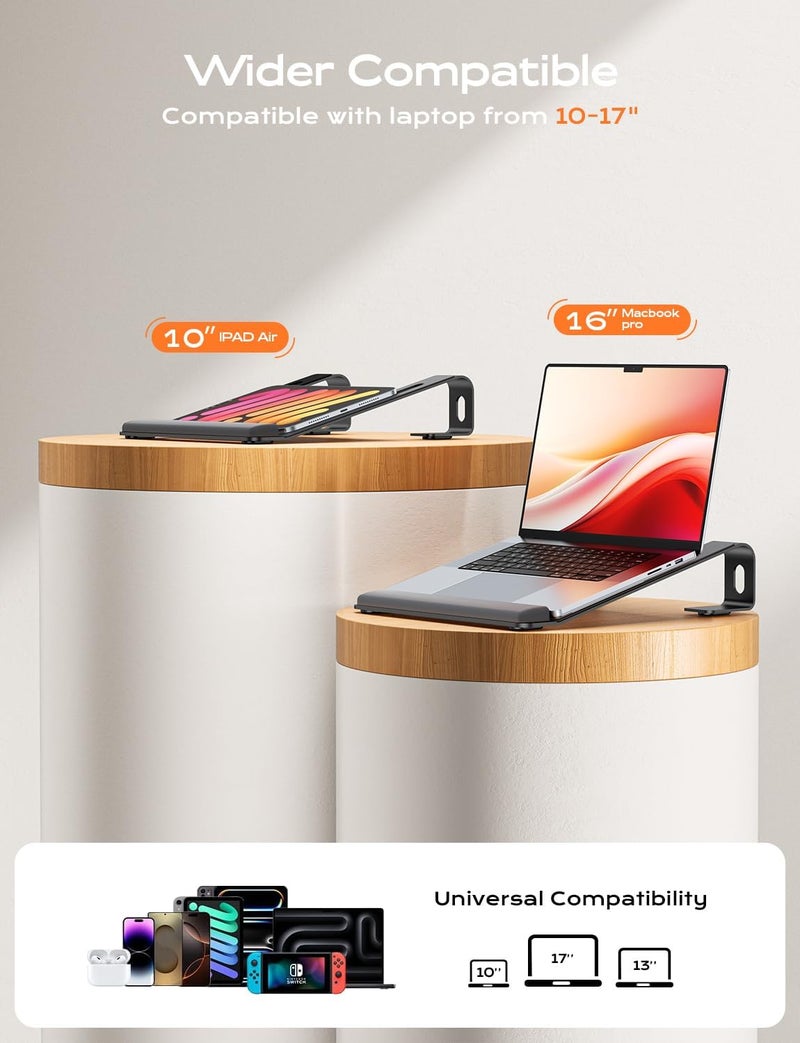 LOXP حامل لابتوب للمكتب، حامل لابتوب معدني مع دعم للمعصم، حامل لابتوب قابل للفصل بتصميم مريح، منصة ألمنيوم، حامل كمبيوتر لماك بوك إير برو، HP، ديل، XPS، HP (10-17 بوصة) - أسود - Image 5
